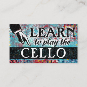 Tarjeta De Visita Cello Lessons Business Cards - Rojo azul
