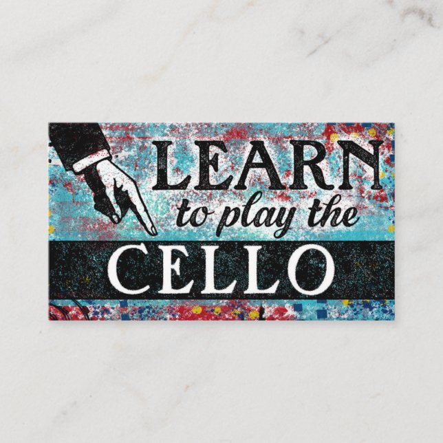 Tarjeta De Visita Cello Lessons Business Cards - Rojo azul (Anverso)