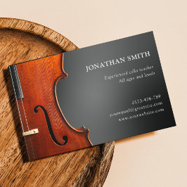 Tarjeta De Visita Cello Teacher Profesional Gris Moderno