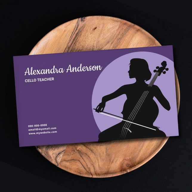 Tarjeta De Visita Cello Teacher - Purple (Cello Teacher - Purple Business Card)