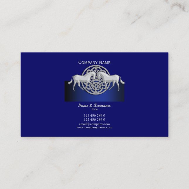 Tarjeta De Visita Celtic blanco del negro azul del márketing de (Anverso)