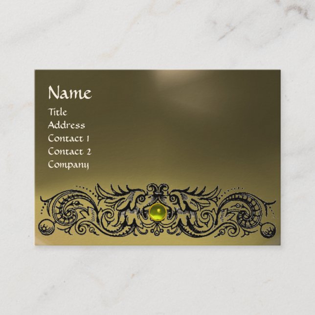 Tarjeta De Visita CELTIC DRAGONS MONOGRAM AGOTACIÓN topaz amarillo g (Anverso)