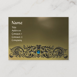 Tarjeta De Visita CELTIC DRAGONS MONOGRAM AGUDO zafiro azul gris
