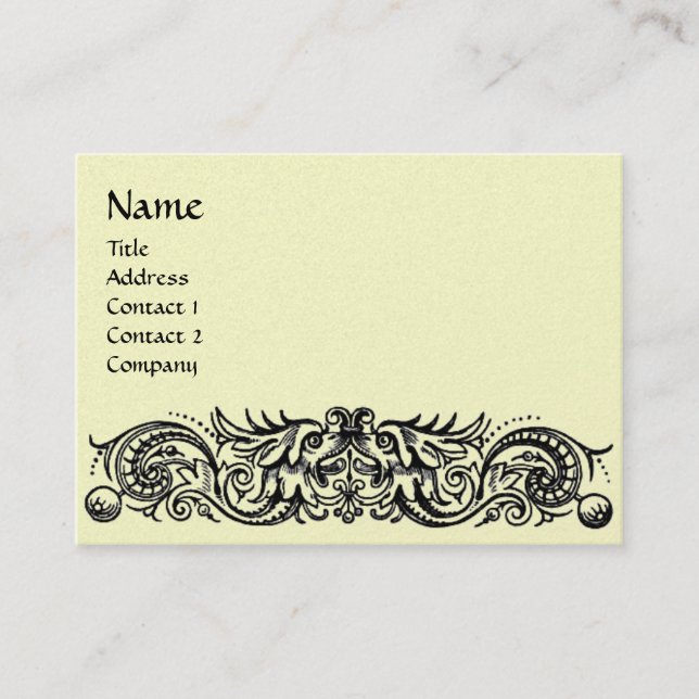 Tarjeta De Visita CELTIC DRAGONS MONOGRAM platino metálico, plata (Anverso)