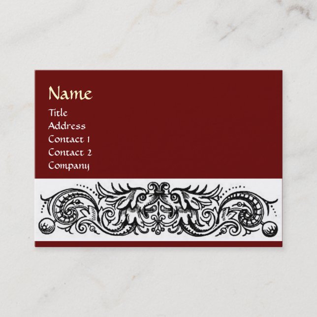 Tarjeta De Visita CELTIC DRAGONS MONOGRAM, rojo (Anverso)