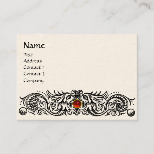 Tarjeta De Visita CELTIC DRAGONS MONOGRAM rubí negro y blanco, rojo