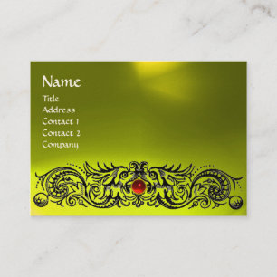 Tarjeta De Visita CELTIC DRAGONS MONOGRAM TOPAZ rubí rojo amarillo