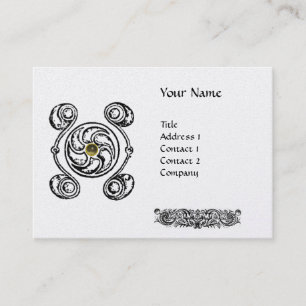 TARJETA DE VISITA CÉLULA BLANCA NEGRA DE TAROT DIBUJO GRIS GEM MONOG