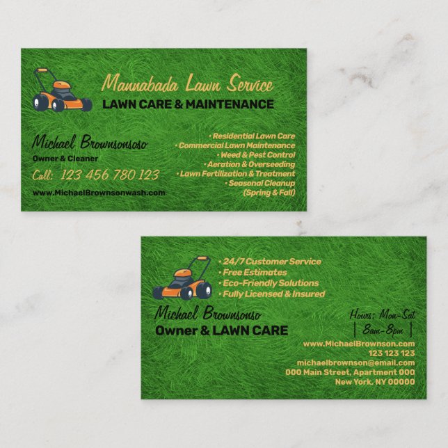 Tarjeta De Visita Célula de labranza para el cuidado del césped (Anverso / Reverso)