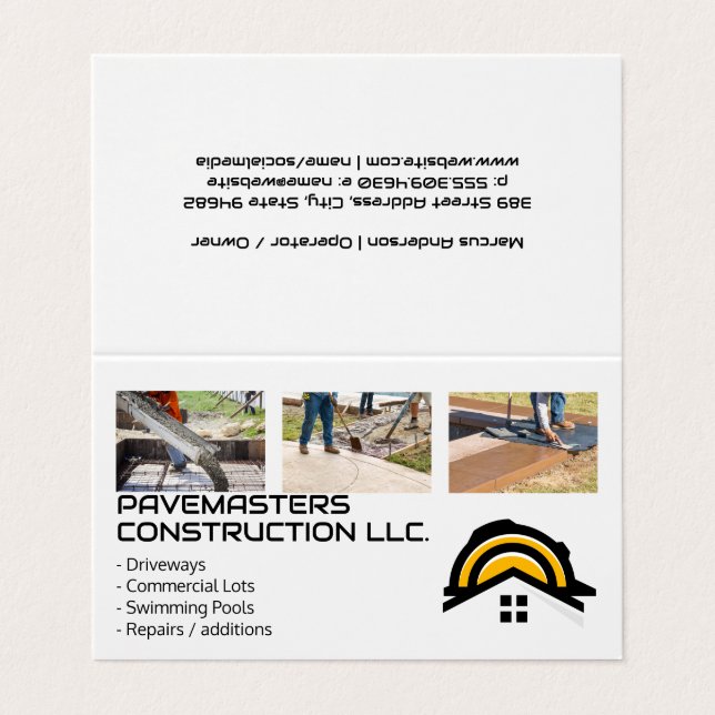Tarjeta De Visita Cemento de construcción (Exterior desplegado)