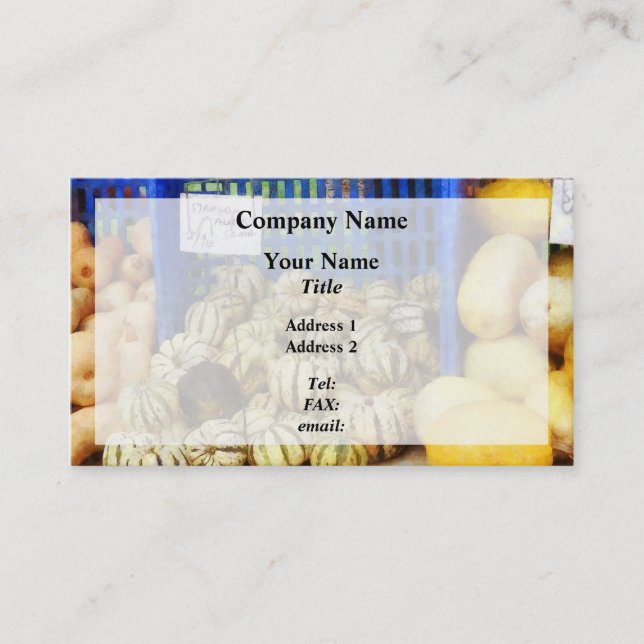 Tarjeta De Visita Cenizas en el mercado de los agricultores (Anverso)