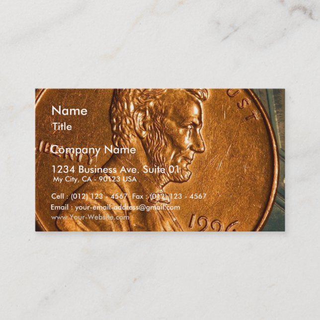 Tarjeta De Visita Centavos Lincoln de cobre del penique (Anverso)