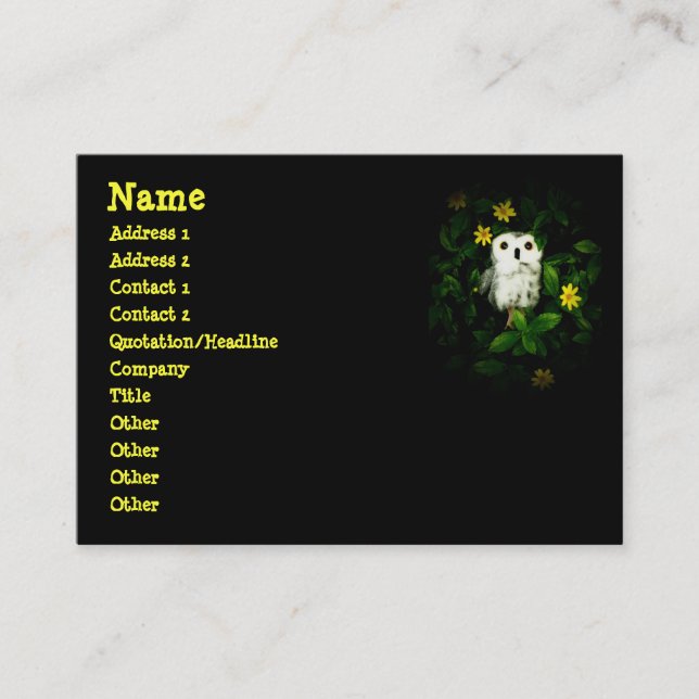 Tarjeta De Visita Centelleo del centelleo poco búho Namecard de las (Anverso)