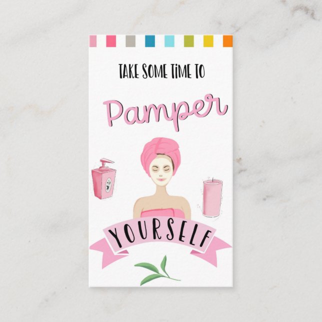 Tarjeta De Visita centro de bienestar del spa pamper you salón de be (Anverso)