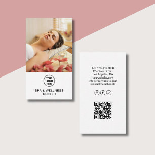 Tarjeta De Visita Centro de bienestar Spa Logo personalizado Foto QR