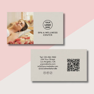 Tarjeta De Visita Centro de Bienestar Spa QR de Foto con Logotipo Pe