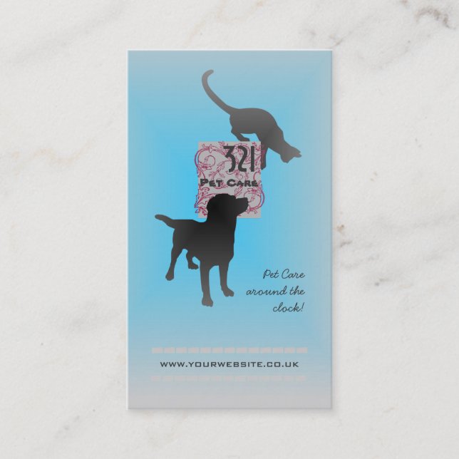 Tarjeta De Visita Centro de cuidado/Mascota de mascotas (versión azu (Anverso)