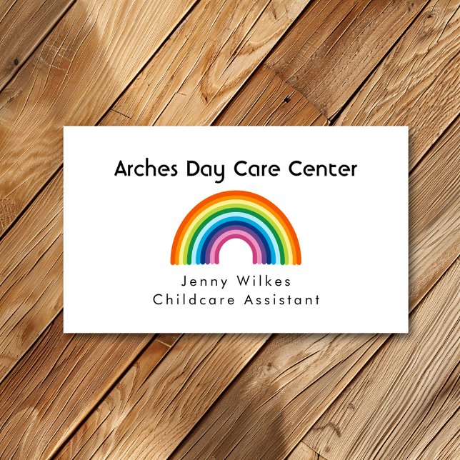 Tarjeta De Visita Centro de cuidados diurnos del arcoiris minimalist (Subido por el creador)