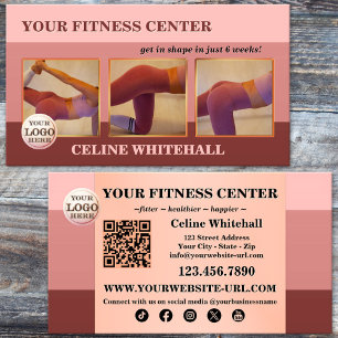 Tarjeta De Visita Centro de Fitness Foto Rosa Profesional