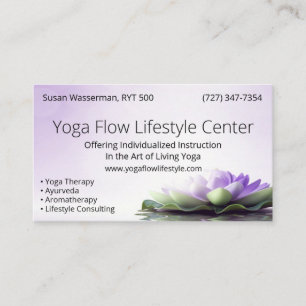 Tarjeta De Visita Centro de la forma de vida del flujo de la yoga