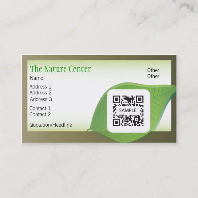 Tarjeta De Visita Centro de la naturaleza de la plantilla de la (Anverso)