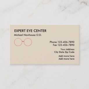 Tarjeta De Visita Centro de Ojos de Optometrista