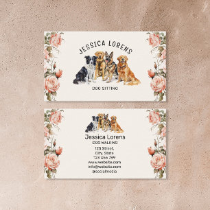 Tarjeta De Visita Centro de Perros Florales, Mascota Groomer, veteri