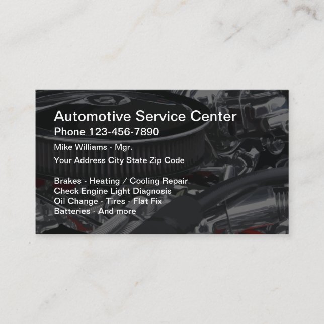 Tarjeta De Visita Centro de servicios para automóviles (Anverso)