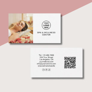 Tarjeta De Visita Centro de Spa y Bienestar Logo Personalizado Foto 