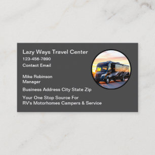 Tarjeta De Visita Centro de viajes automotrices Cool RV Ventas