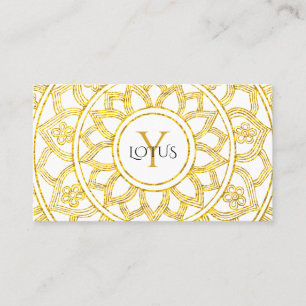 Tarjeta De Visita Centro de Yoga Gold Lotus Floral Mandala