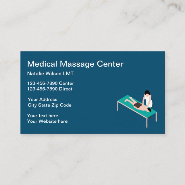 Tarjeta De Visita Centro del masaje médico (Anverso)