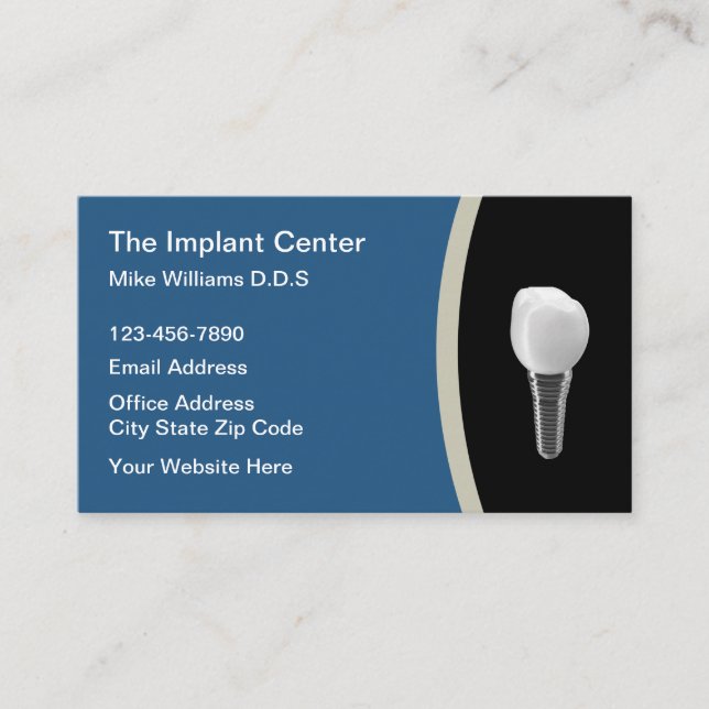 Tarjeta De Visita Centro Dental de Implantes Dentales (Anverso)