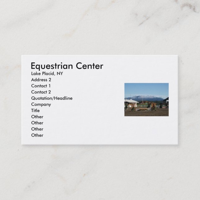 Tarjeta De Visita Centro ecuestre, Lake Placid, NY, A… (Anverso)