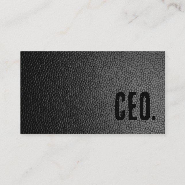 Tarjeta De Visita CEO de Black Faux Leather (Anverso)