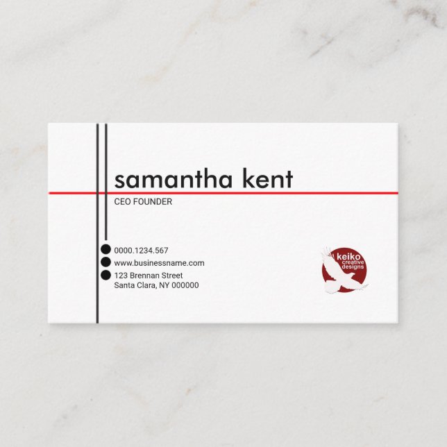 Tarjeta De Visita CEO llano blanco elegante de la empresaria (Anverso)