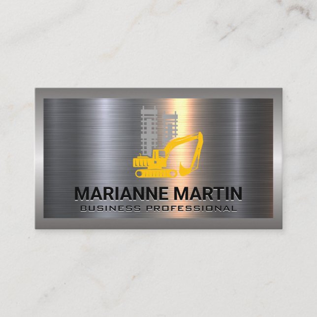 Tarjeta De Visita Cepillado de aluminio metalizado | Vehículo de con (Anverso)