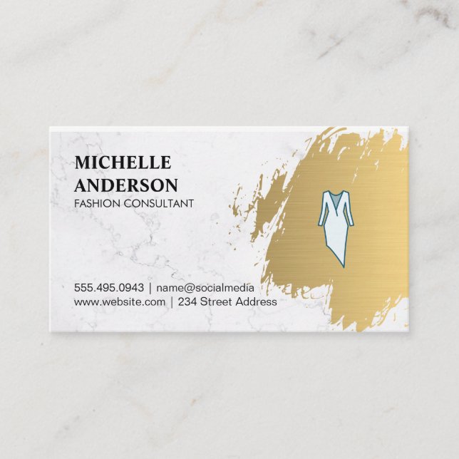 Tarjeta De Visita Cepillado dorado | Artista de vestuario | Diseñado (Anverso)