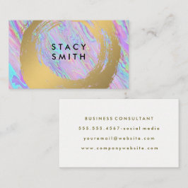 Tarjeta De Visita Cepillado dorado | Líquido holográfico