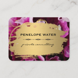 Tarjeta De Visita Cepillado dorado y floral