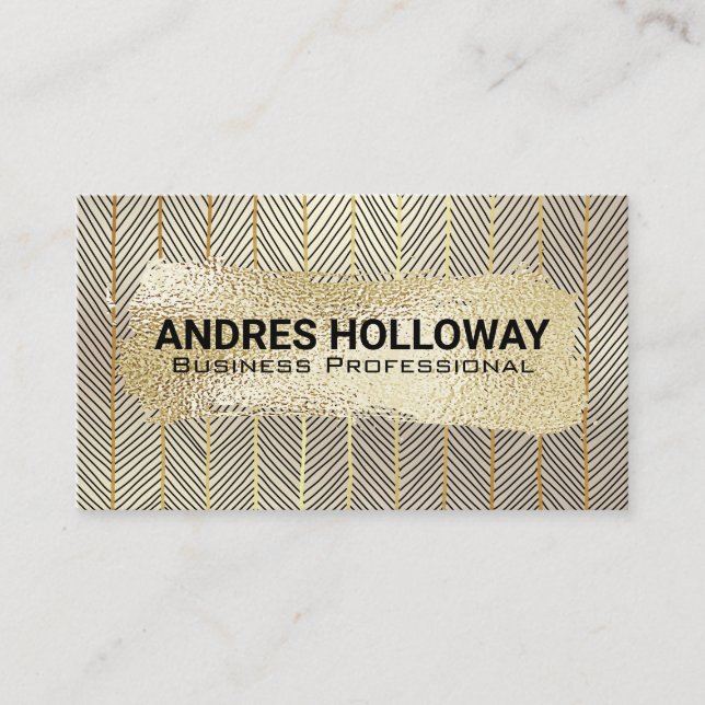 Tarjeta De Visita Cepillado en oro | Patrón de raya dorada (Anverso)