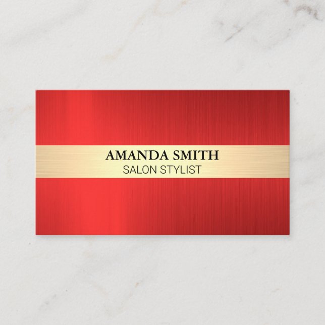 Tarjeta De Visita Cepillado metálico de oro rojo (Anverso)