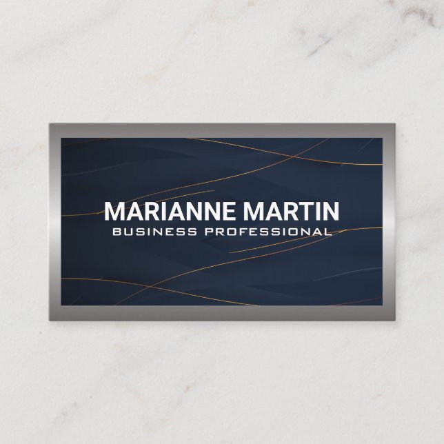 Tarjeta De Visita Cepillado plateado de aluminio metalizado | Azul o (Anverso)