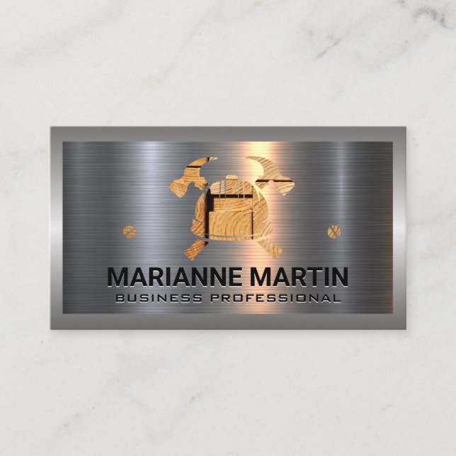 Tarjeta De Visita Cepillado plateado de aluminio metalizado | Bull D (Anverso)