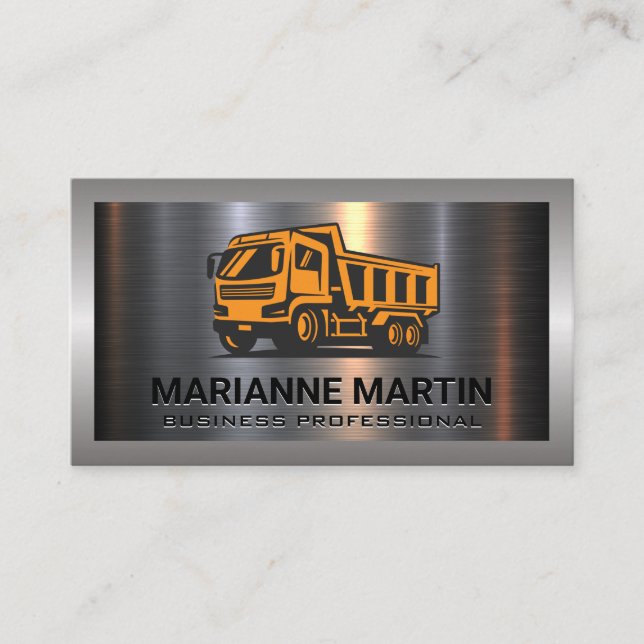 Tarjeta De Visita Cepillado plateado de aluminio metalizado | Camión (Anverso)