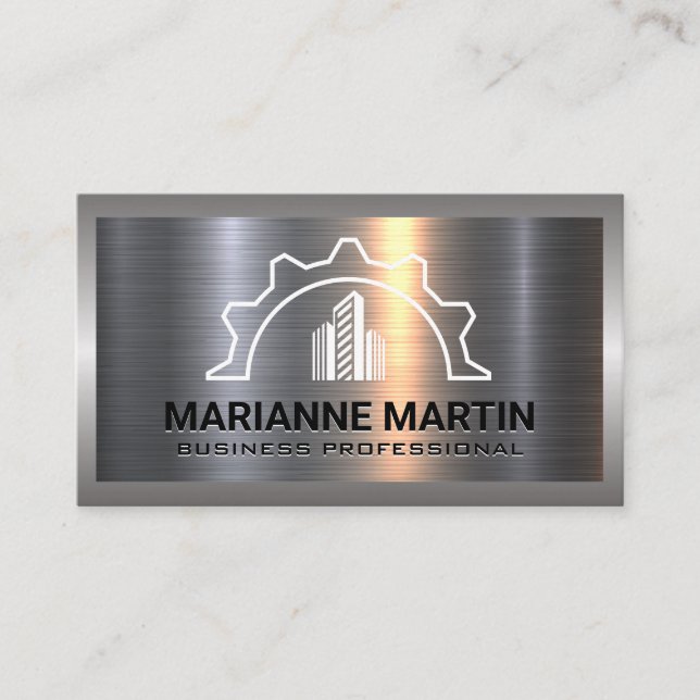 Tarjeta De Visita Cepillado plateado de aluminio metalizado | Engran (Anverso)
