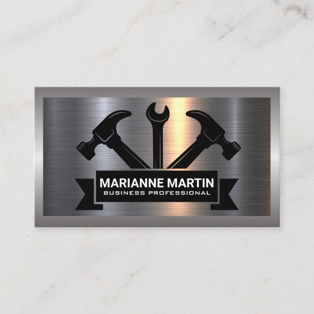 Tarjeta De Visita Cepillado plateado de aluminio metalizado | Herram (Anverso)