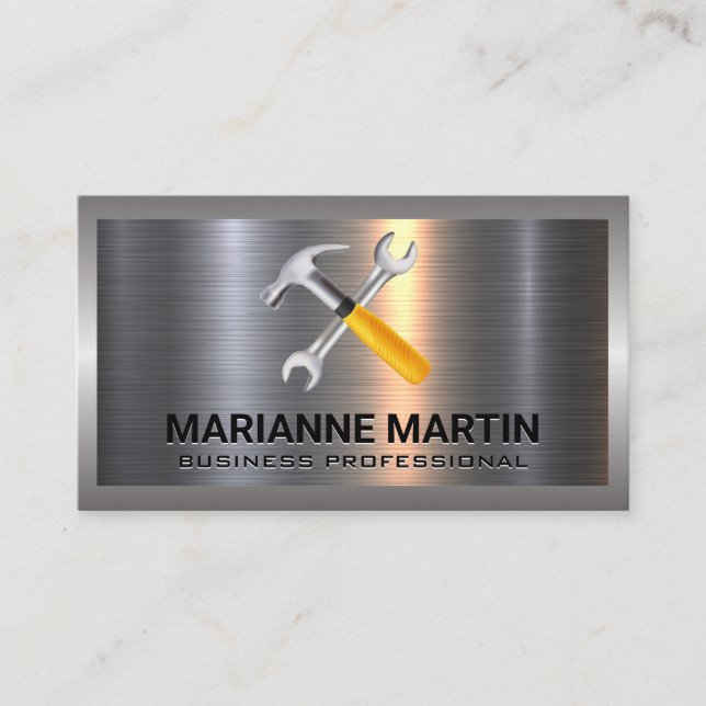 Tarjeta De Visita Cepillado plateado de aluminio metalizado | Llave  (Anverso)