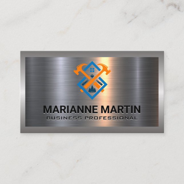 Tarjeta De Visita Cepillado plateado de aluminio metalizado | Logoti (Anverso)