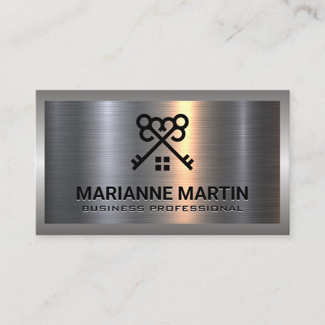 Tarjeta De Visita Cepillado plateado de aluminio metalizado | Logoti (Anverso)